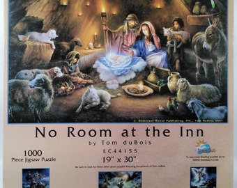 No Room At The Inn Jesus Mary Tom duBois 1000 pc Jigsaw Puzzle 19" X 30" SunsOut EC44155