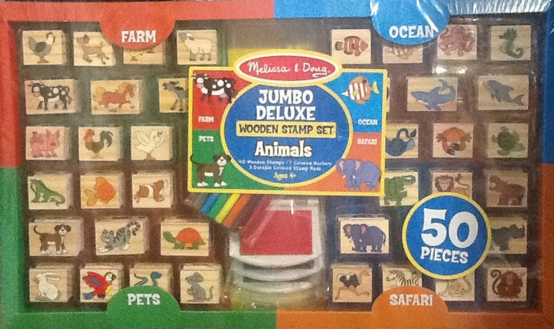 thumbnail image 2 of Melissa & Doug Deluxe Wooden Stamp Set - ABCs & 123s - ORIGINAL 2 of 9