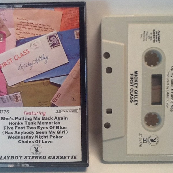 Mickey Gilley CASSETTE First Class 1977 Playboy Records Paper Label She's Pulling Me Back Again Wednesday Night Poker Hang Together