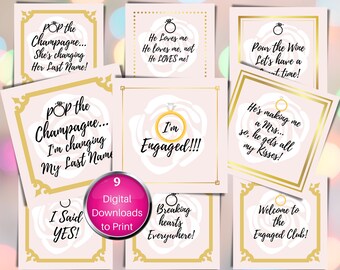 Engagement printable Party Signs, Pop the Champagne decorations, Celebrate the ring, Future Bride signs