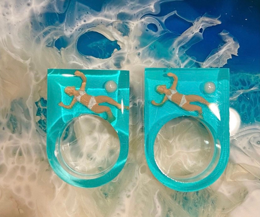 レビュー高評価アイテム特集｜ファッション通販 Swimming Pool Ring, Beach Jewelry, Caribbean Blue Gifts スポーツ選手