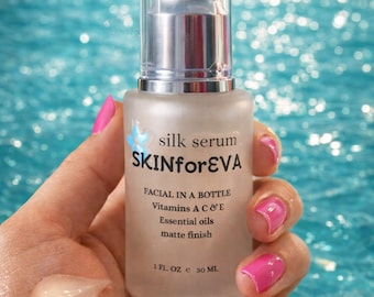 Luxury Silky Face Serum, Vitamins A C E, Anti Aging Moisture with Botanical Scent