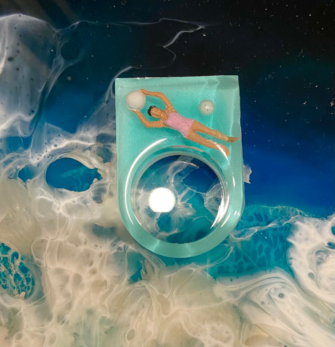 Swimming Pool Ring, Beach Jewelry, Caribbean Blue Gifts, Handmade