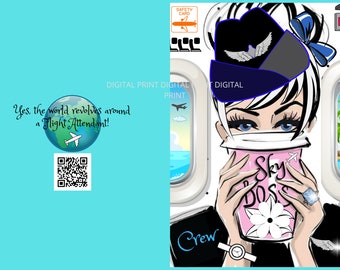 Flight Attendant Card: Stewardess Humor, Retirement Travel (Digital Download)