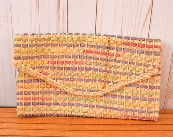 Straw Striped Rainbow Clutch