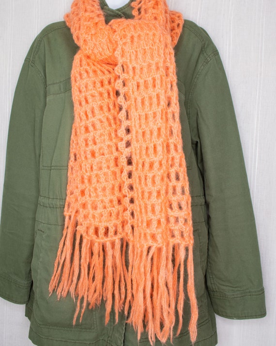 Coral Open Weave Long Wool Scarf - image 5