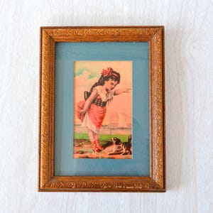 Victorian Lithograph Girl With Dog - Etsy