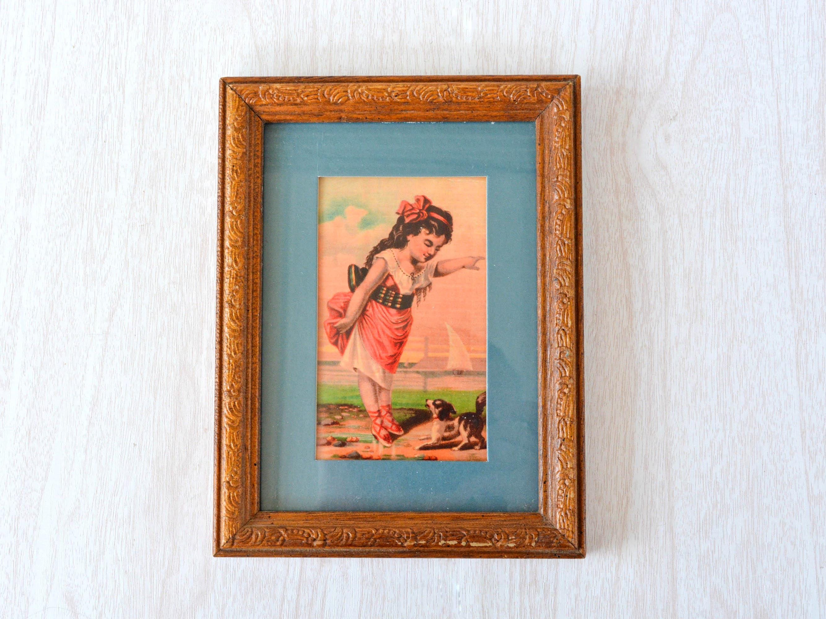 Victorian Lithograph Little Girl and Dog - Etsy