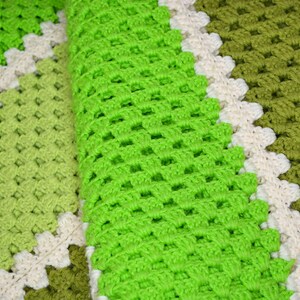 Shades of Green Striped Handmade Crochet Blanket/Afghan