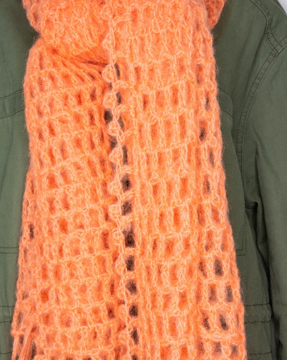 Coral Open Weave Long Wool Scarf - image 9