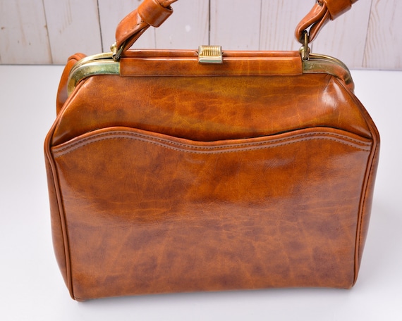 Brown Patent Leather Handbag - image 6