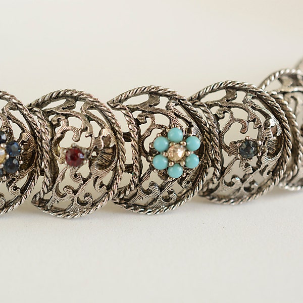 B.S.K. Multi Gem Open Work Bracelet
