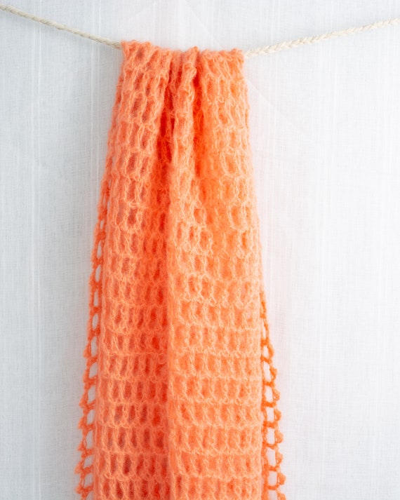 Coral Open Weave Long Wool Scarf - image 6