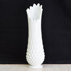 Milk Glass Hobnail Swung Vase