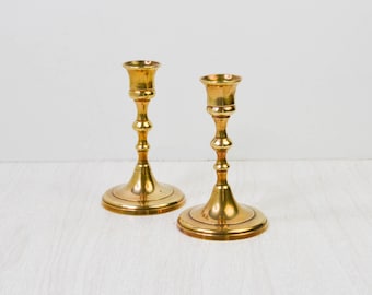 Brass Mid-Century Candlestick Set of Two