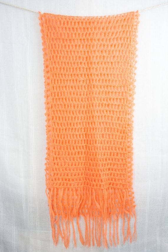 Coral Open Weave Long Wool Scarf - image 4