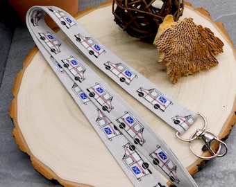 Mail Carrier Lanyard / Lanyard with Mail Carrier Trucks / Postal Worker Lanyard / Mail Carrier Gift