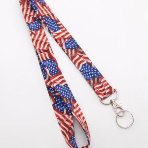 Patriotic USA Flag Lanyard / 4th of July Lanyard / Red, White and Blue American Flag Lanyard / Teacher Lanyard for Keys and ID Badges
