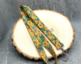 Monet's Sunflower Lanyard, Hidden Disability Lanyard, Teacher Keychain for ID Badges and Keys