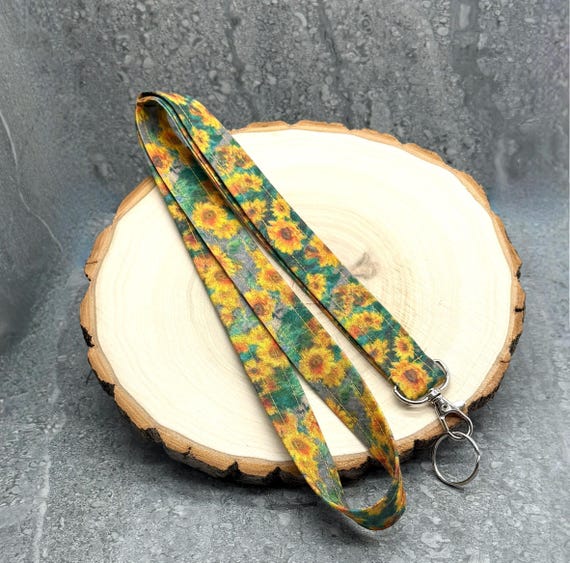Monet's Sunflower Lanyard, Hidden Disability Lanyard, Teacher Keychain for ID Badges and Keys