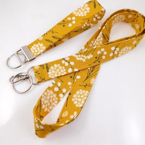 Woodland Wildflower Lanyard,  Poppy Flower Key Holder,  Mustard Wildflower Keychain, Teacher Lanyard for Keys and ID Badge