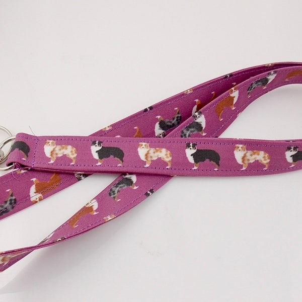 Aussie Lanyard / Australian Shepherd Key Fob and Lanyard for Dog Walkers, Dog Trainers, Dog Lovers / Gift for Dog Mom / Gift for Dog Dad