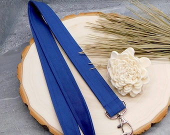Royal Blue Lanyard / Teacher Lanyard for Keys and ID Badge / Breakaway Option / Skinny Lanyard / Coworker Gift / Blue Keychain