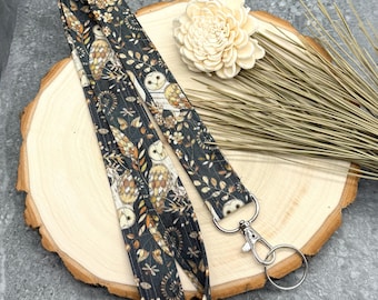 Lanyard / Owl Lanyard / Lanyard with Owls, MRI Safe Option Key Lanyard, Lanyard for Keys, Lanyard for ID Badge, Teacher Lanyard