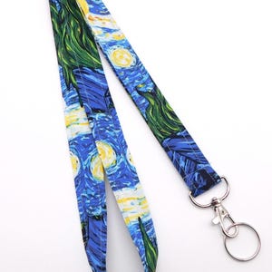 Starry Night Van Gogh Lanyard / Art Teacher Lanyard for Keys and ID Badge / Gift for Artist Lanyard / Keychain Holder / Option Breakaway