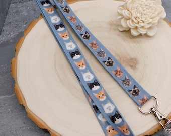 Lanyard with Cats / Cat Lover Lanyard Gift,  Breakaway MRI Safe Options Available