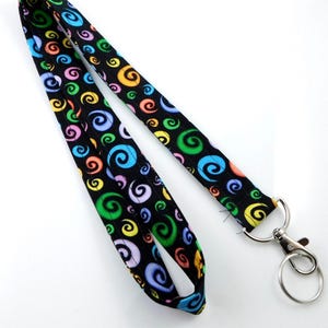 Teacher Lanyard for Keys / Gift Lanyard Stocking Stuffer Under 15 / Optional Breakaway Lanyard / Rainbow Swirl Cute Key ID Badge Holder
