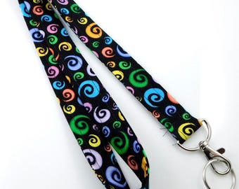 Smycz dla nauczyciela Rainbow Swirl Lanyard do kluczy i identyfikatorów, opcje odłączania MRI Safe