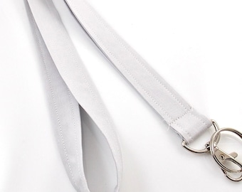 Light Gray Lanyard / Teacher Lanyard for Keys and ID Badge / Breakaway Option Lanyard /  / Skinny Lanyard