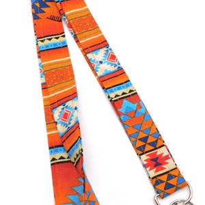 Sleutelkoord van Southwest Design in heldere oranje aardetinten, op de Azteken geïnspireerde sleutelhouder, ID-badgehouder, sleutelkoord voor lerarensleutels en badges