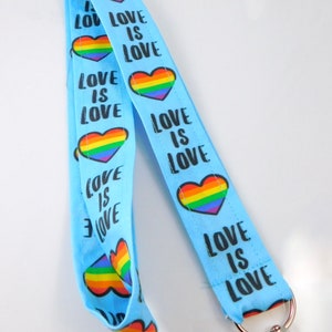 Love is Love Lanyard / Pride Lanyard / Rainbow Heart Lanyard / LGBTQ Lanyard