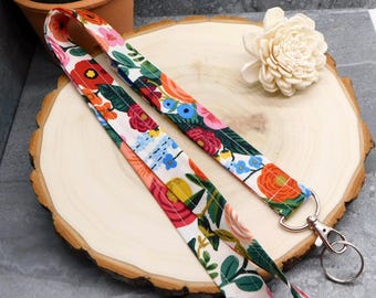 Rifle Paper Co Wildflower Floral Lanyard, Cottagecore Flower Lanyard for Keys and ID Badge, Garden Lover Gift, Teacher Lanyard, Key Lanyard