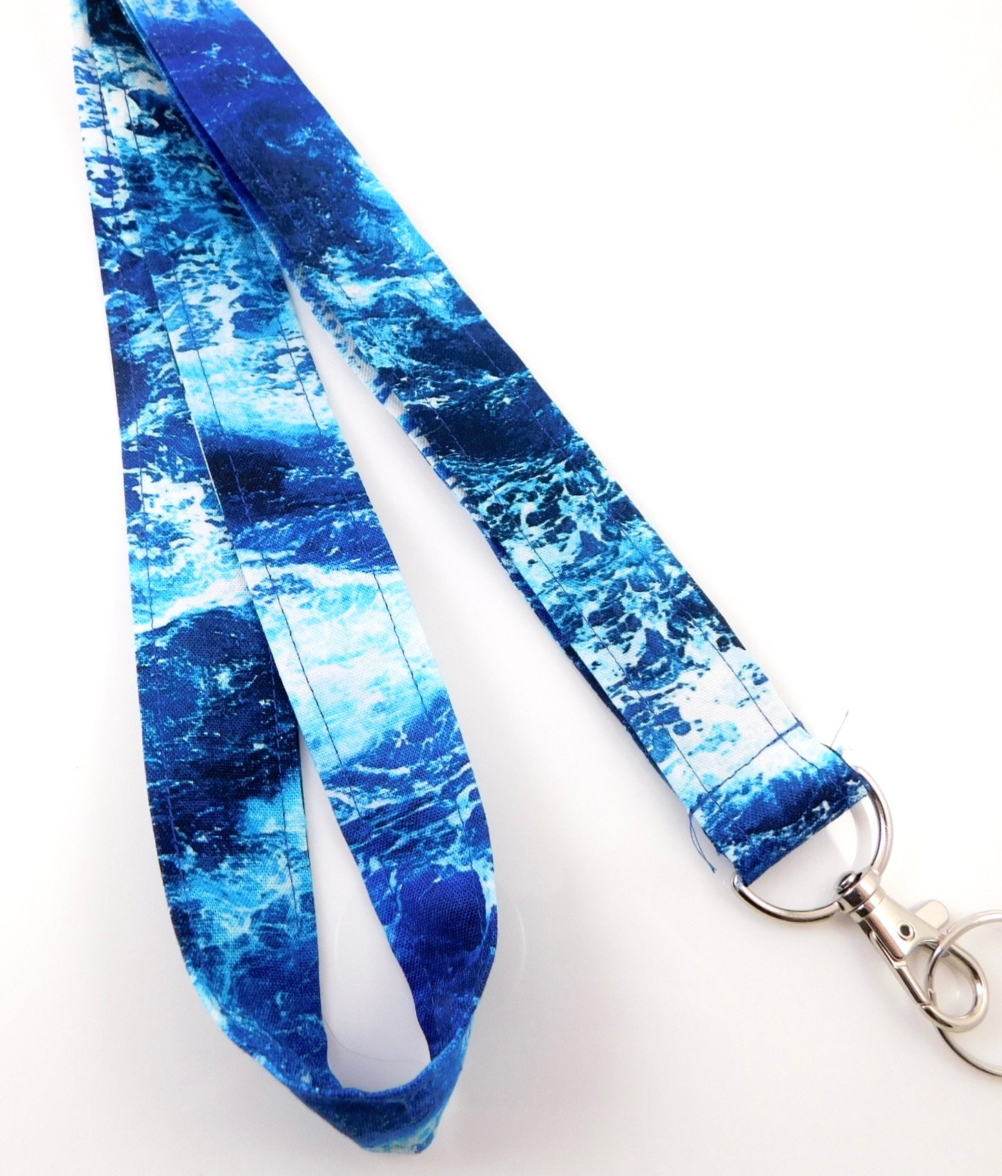  DQL Ocean Waves blue lanyard wrist, keychain lanyard wristlet, keychain  wrist strap (ocean) : Office Products