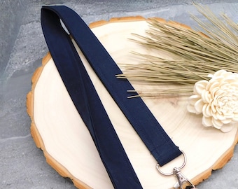 Navy Blue Lanyard Available in 3 Widths / Teacher Lanyard for Keys and ID Badge /  / Breakaway Option / Skinny Lanyard
