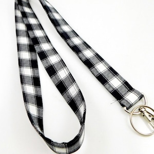 Black and White Check Lanyard for Keys / Teacher Lanyard for ID Badges / Coworker Lanyard Gift / Professional Lanyard for Office
