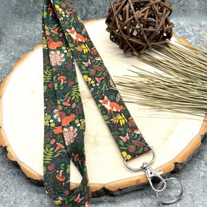 Woodland Lanyard / Squirrel Lanyard / Fox Lanyard / Goblincore Teacher Lanyard / Woodland Key Fob / CoWorker Gift / Nature Lanyard