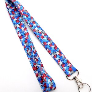 USA Star Lanyard / 4th of July Lanyard / Patriotic Red White and Blue Star Lanyard / Lanyard and Key Fob Set July 4th / Election Year Gift