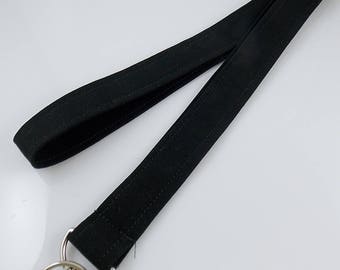 Black Slim Lanyard for Keys - Teacher Lanyard - Nurse Black Lanyard - Professional Lanyard Breakaway Option