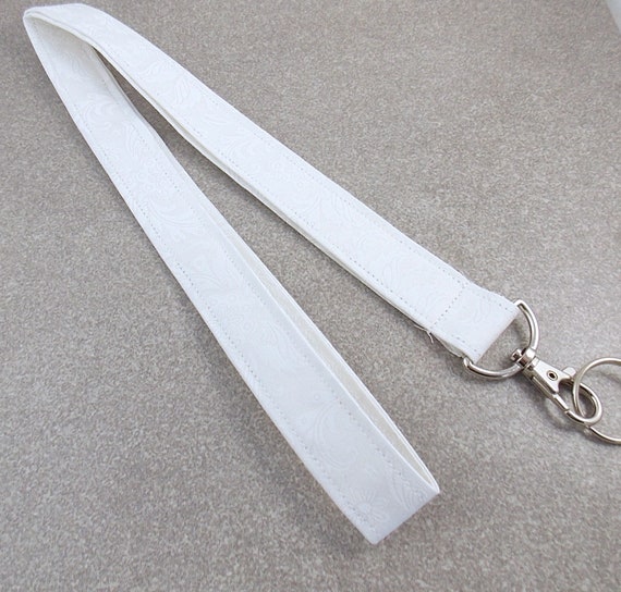 Lanyard White Lanyard Fabric Lanyard Teacher Lanyard Etsy