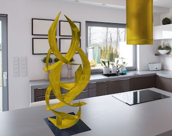 Modern Abstract Metal Art Decor Indoor Outdoor Sculpture Gold Brass "Tempest" by Dustin Miller