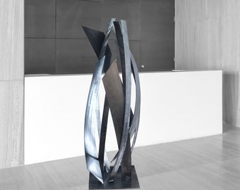 Modern Abstract Grey Large Metal Outdoor Sculpture "Storm" by Dustin Miller