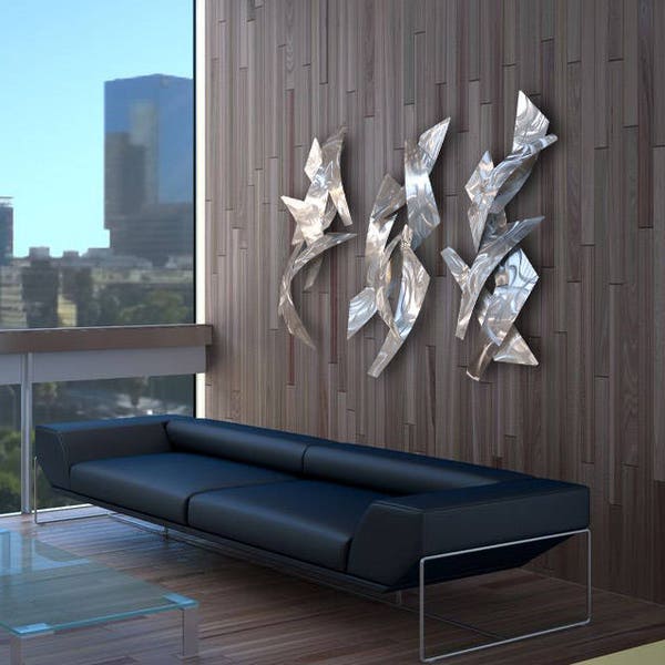 Modern Dimensional Contemporary Abstract Metal Wall Sculptures "3 Tempests" by Dustin Miller