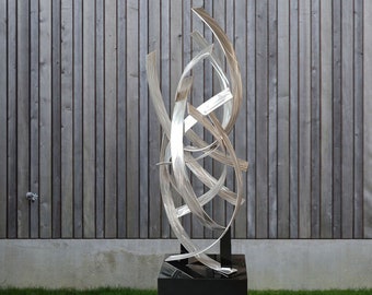 Large Metal Outdoor Yard Sculpture Silver "Ascension" by Dustin Miller