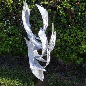 Contemporary Abstract Metal Indoor Outdoor Sculpture Large Silver Tempest by Dustin Miller image 3