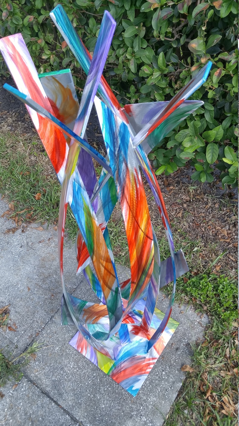 Modern Abstract Multicolored Large Metal Outdoor Sculpture Storm by Dustin Miller image 2