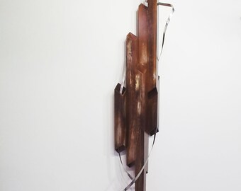 Modern Abstract Copper Metal Wall Sculpture Vertical "Longitude" by Dustin Miller